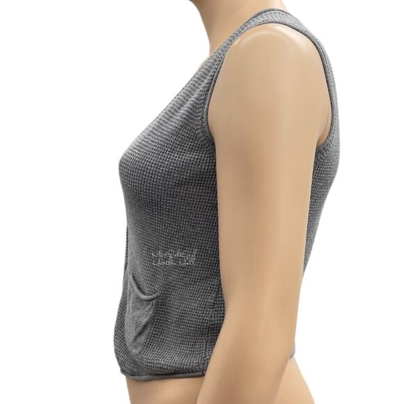 J. Jill Gray Waffle Weave Knit Cotton V-Neck Single Breasted Sweater Vest Small - Picture 2 of 6